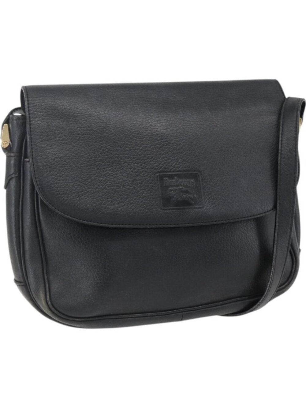 Burberrys Shoulder Bag Leather Black Gold